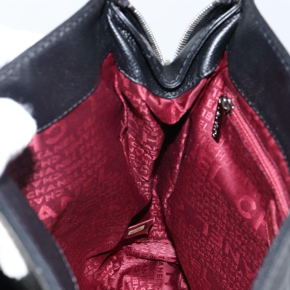 Chanel Vintage Button Tote Quilted Caviar, BLACK, LEATHER, Tote bag