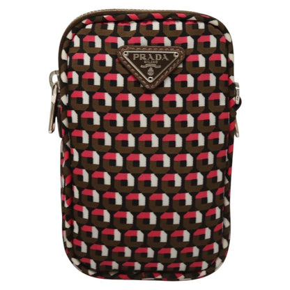 Prada Baguette Shoulder Bag Quilted Tessuto with Leather, BROWN, NYLON, Shoulder bag