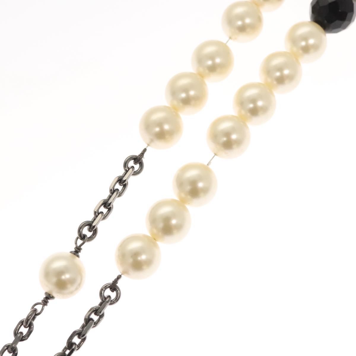 Chanel CC Pearl Necklace Faux Pearls and Metal, WHITE, METAL, Necklace