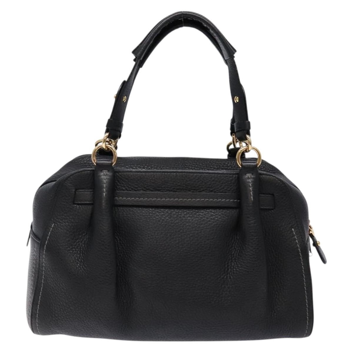 Salvatore Ferragamo Gancini handbag Leather, BLACK, LEATHER, Handbag