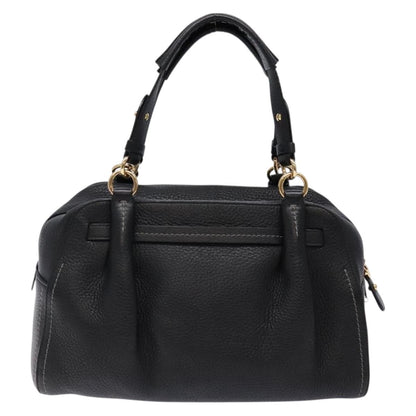 Salvatore Ferragamo Gancini handbag Leather, BLACK, LEATHER, Handbag