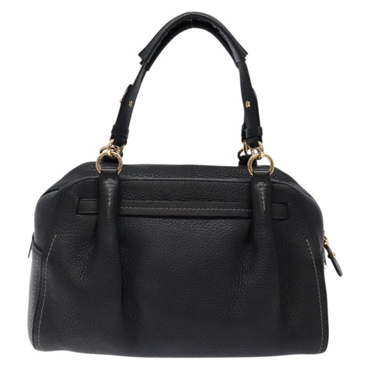 Salvatore Ferragamo Gancini handbag Leather, BLACK, LEATHER, Handbag