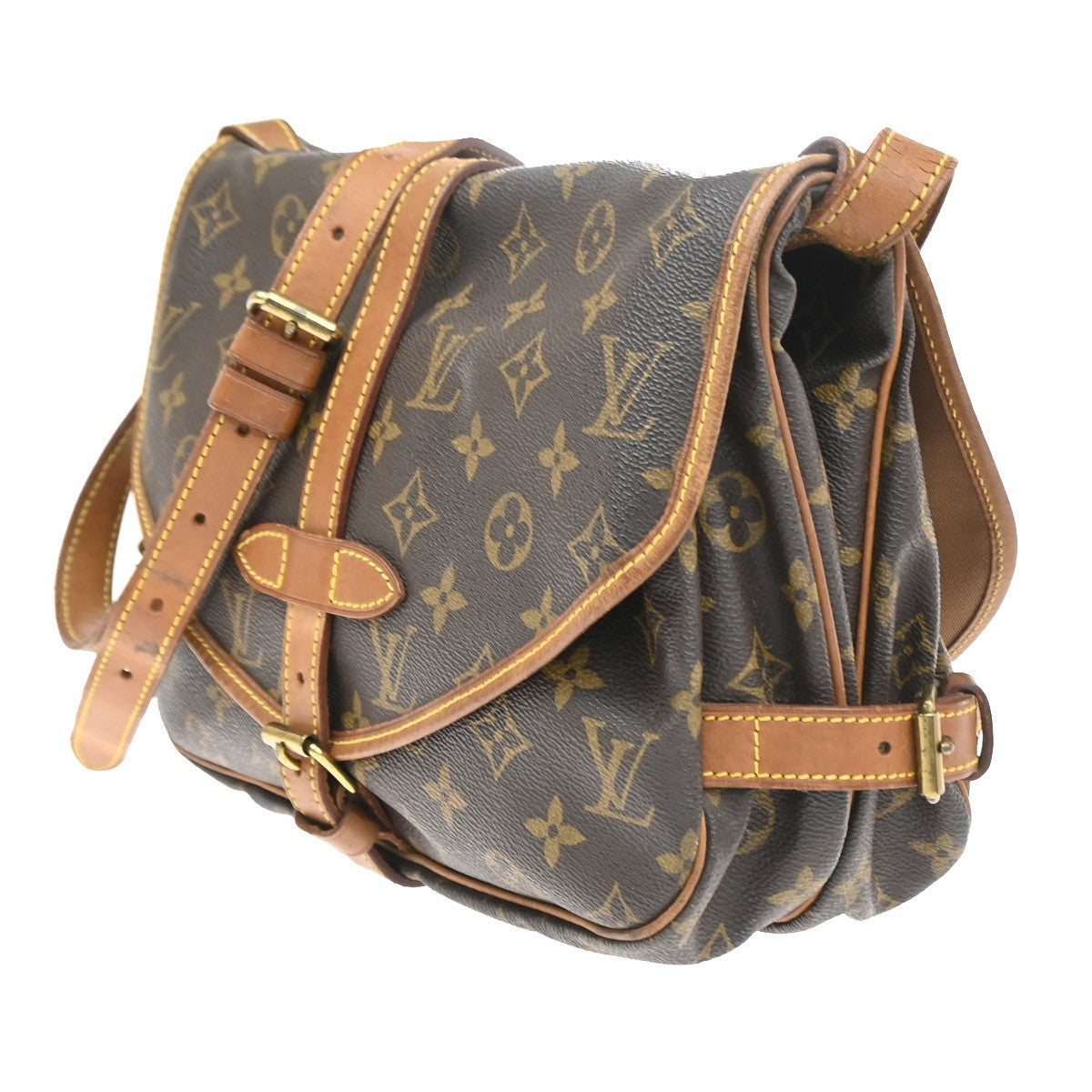 Louis Vuitton Saumur Handbag Monogram Canvas, Brown, Canvas, Shoulder Bag
