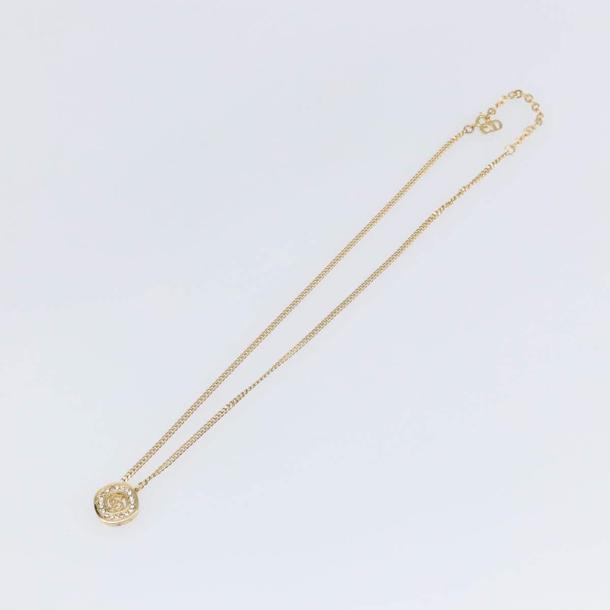 Christian Dior CD Pendant Necklace Metal and Crystals, GOLD, METAL, Necklace