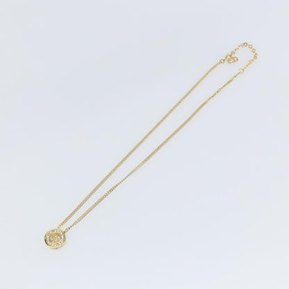 Christian Dior CD Pendant Necklace Metal and Crystals, GOLD, METAL, Necklace
