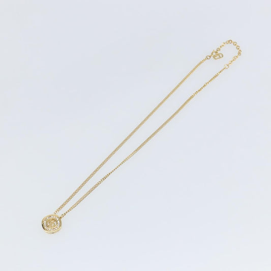 Christian Dior CD Pendant Necklace Metal and Crystals, GOLD, METAL, Necklace