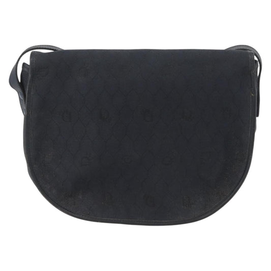 Christian Dior Vintage Honeycomb Flap Crossbody Bag Canvas and Leather, BLACK, CANVAS, Shoulder bag