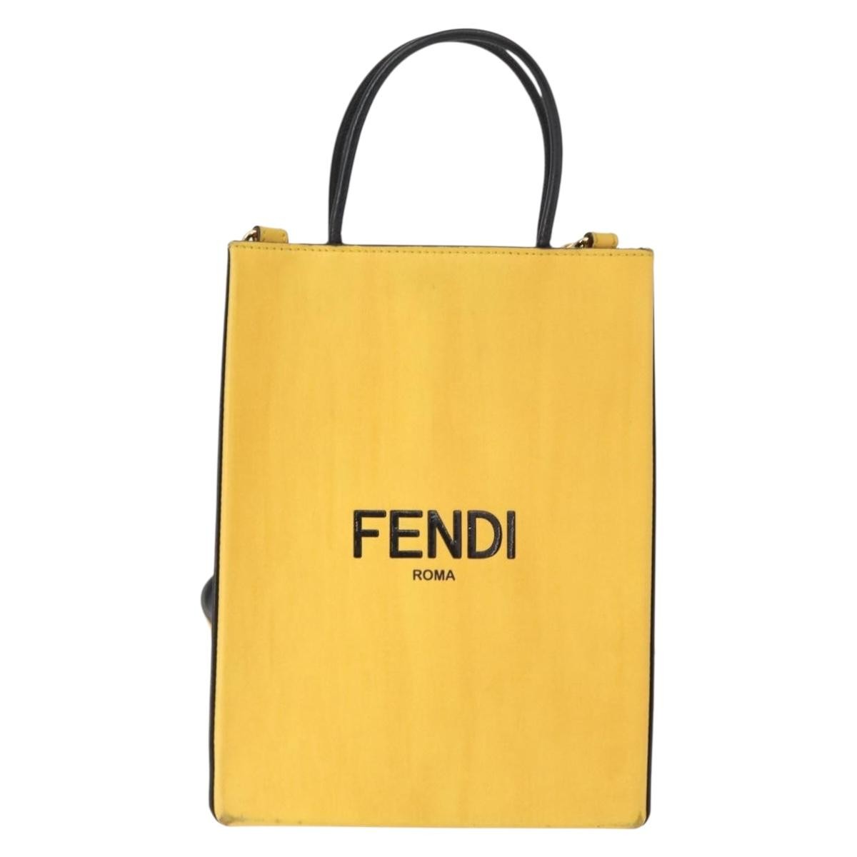 Fendi Pack Shopping Tote Leather, YELLOW, LEATHER, Handbag