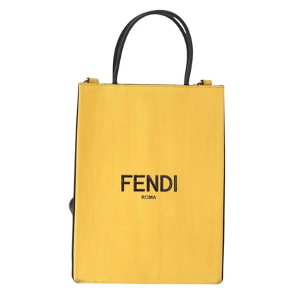 Fendi Pack Shopping Tote Leather, YELLOW, LEATHER, Handbag
