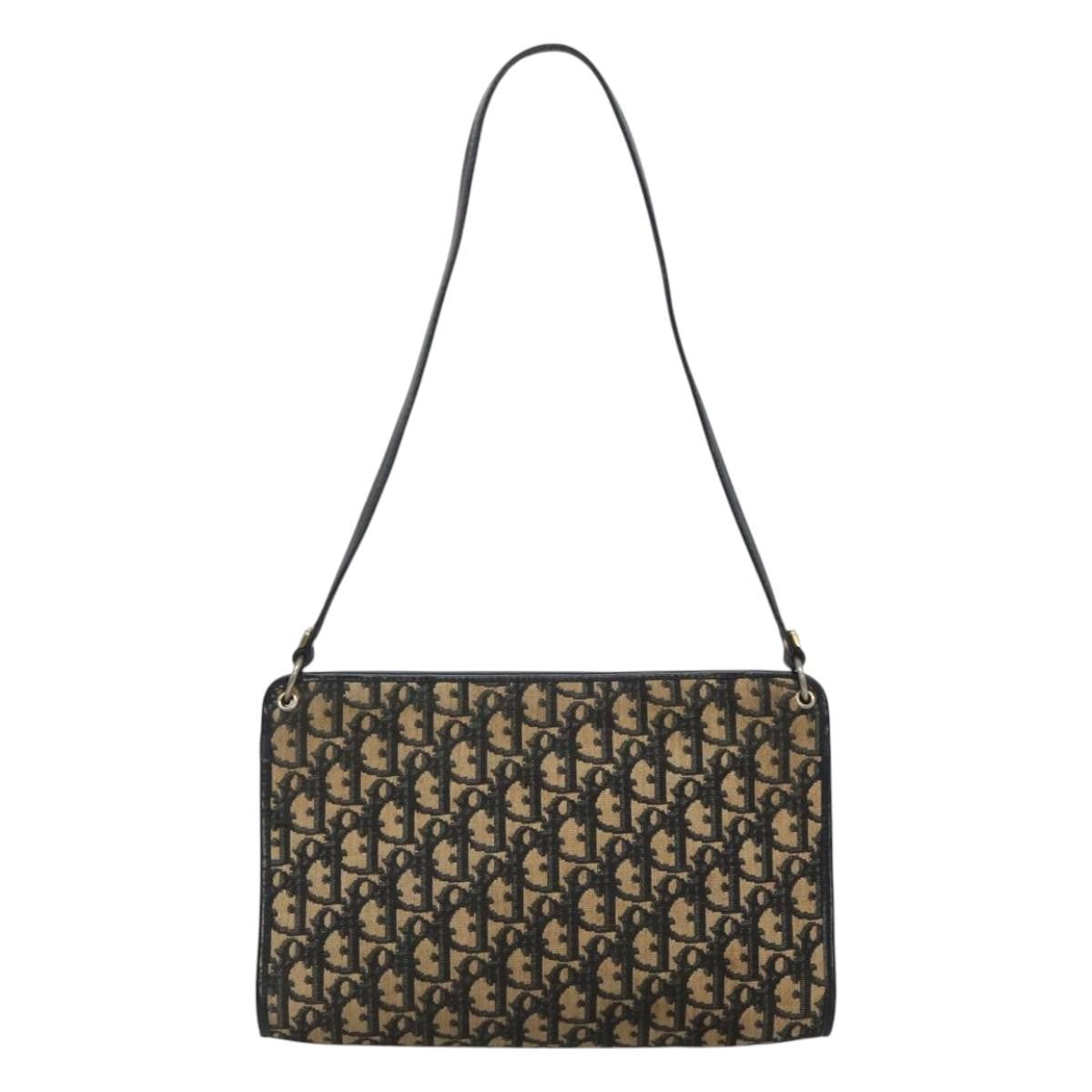 Christian Dior Vintage Trotter Shoulder Bag Canvas, NAVY, CANVAS, Shoulder bag