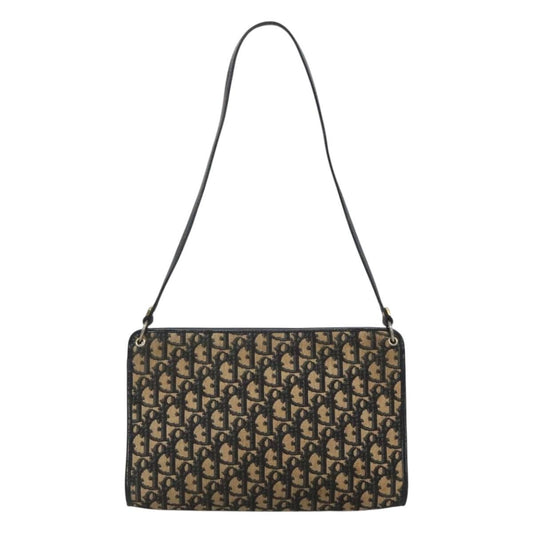 Christian Dior Vintage Trotter Shoulder Bag Canvas, NAVY, CANVAS, Shoulder bag