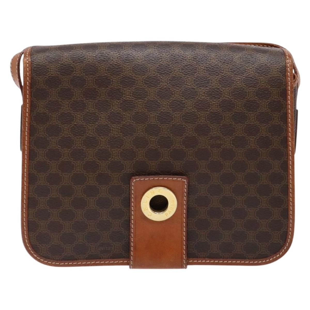 Celine Macadam Shoulder Bag PVC Leather, BROWN, CANVAS, Shoulder bag