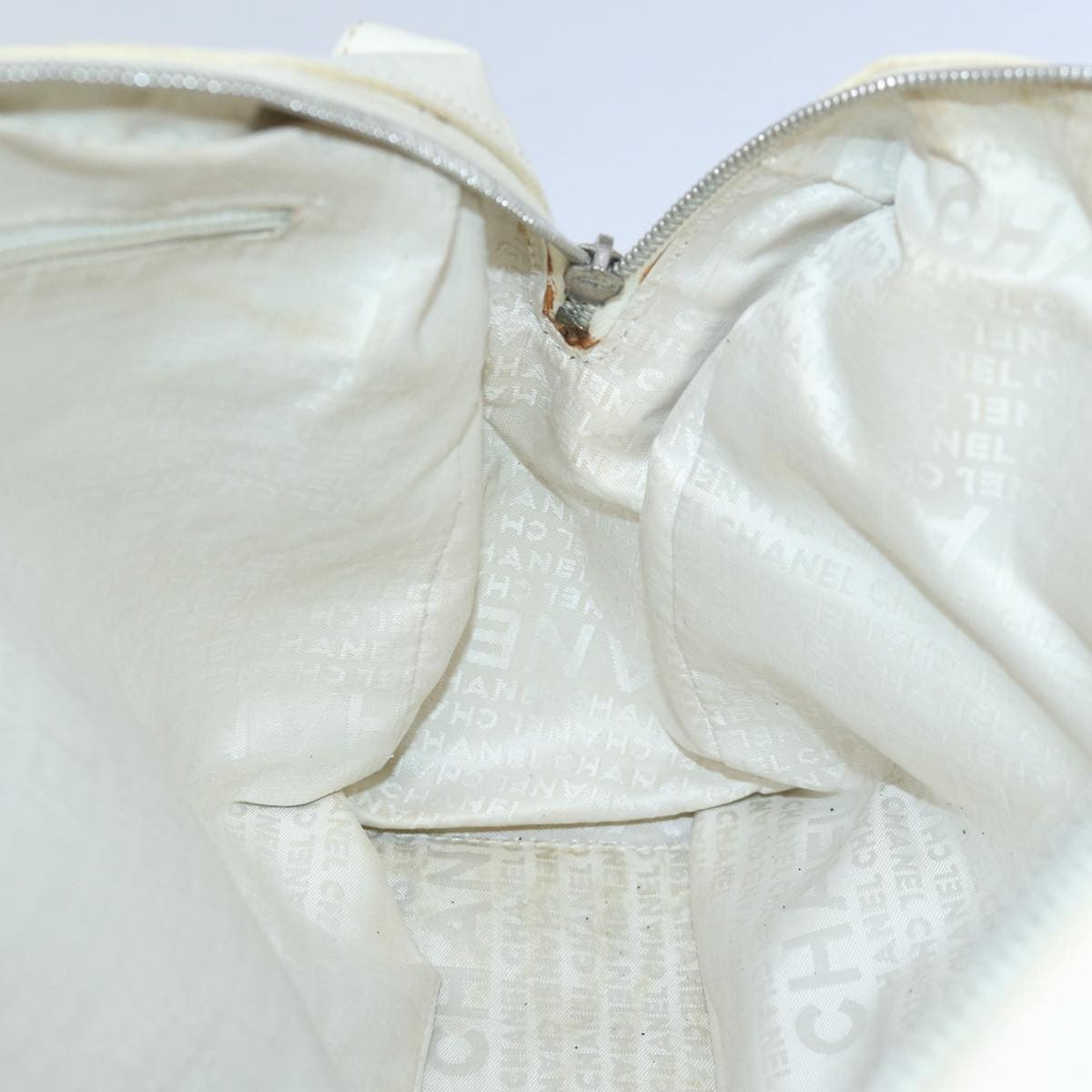 Chanel Zip Shoulder Bag Canvas, BEIGE, CANVAS, Shoulder bag