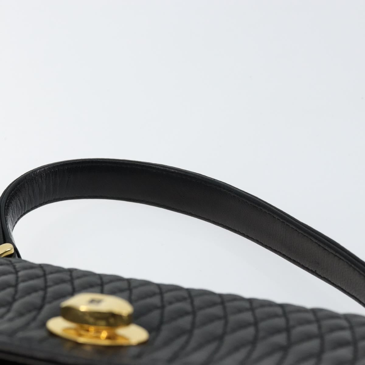 Bally Vintage Handbag Quilted Leather, BLACK, LEATHER, Handbag