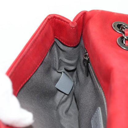 Chanel Diamond Stitch Chain Flap Bag Quilted Iridescent Calfskin, RED, LEATHER, Shoulder bag