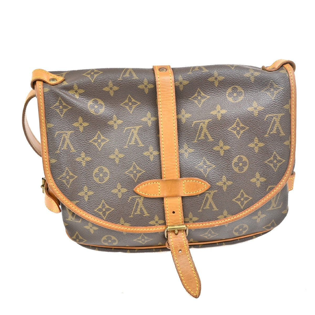 Louis Vuitton Saumur Handbag Monogram Canvas, BROWN, CANVAS, Shoulder bag