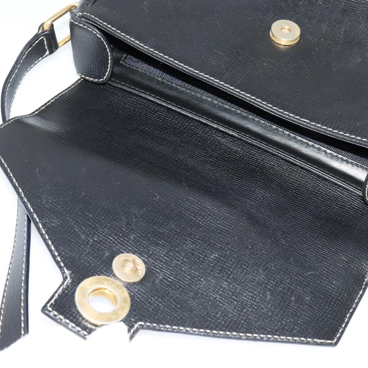 Celine Vintage Circle Logo Crossbody Bag Leather, BLACK, LEATHER, Crossbody bag