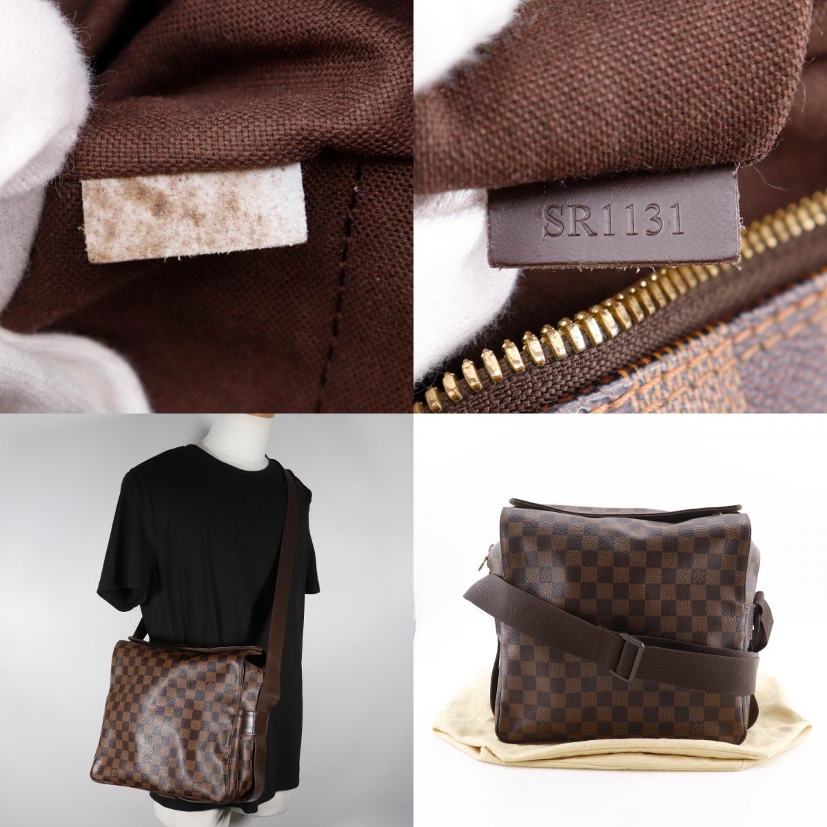 Louis Vuitton Naviglio Handbag Damier, BROWN, CANVAS, Shoulder bag