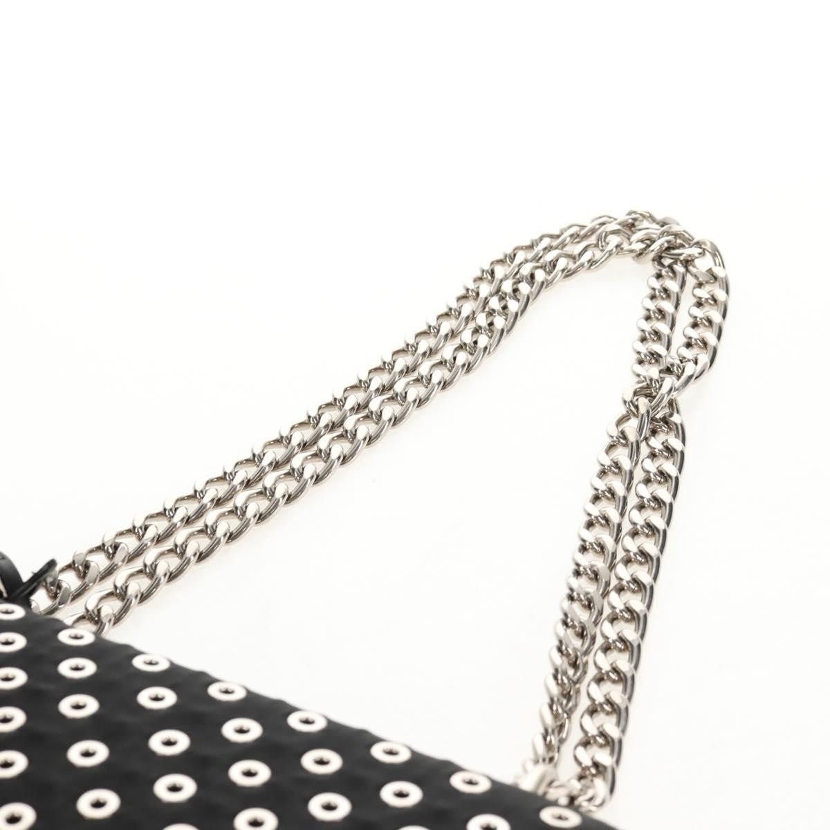 Prada Grommet Chain Flap Shoulder Bag Tessuto with Soft Calf, BLACK, NYLON, Shoulder bag