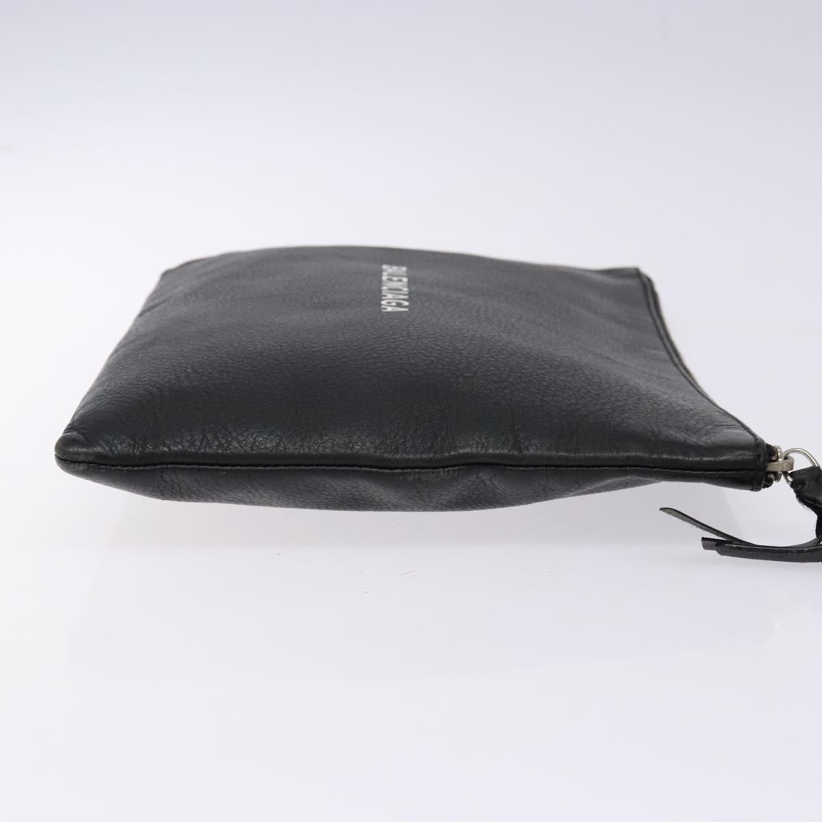 Balenciaga Everyday Logo Pouch Printed Leather, BLACK, LEATHER, Clutche & pouche