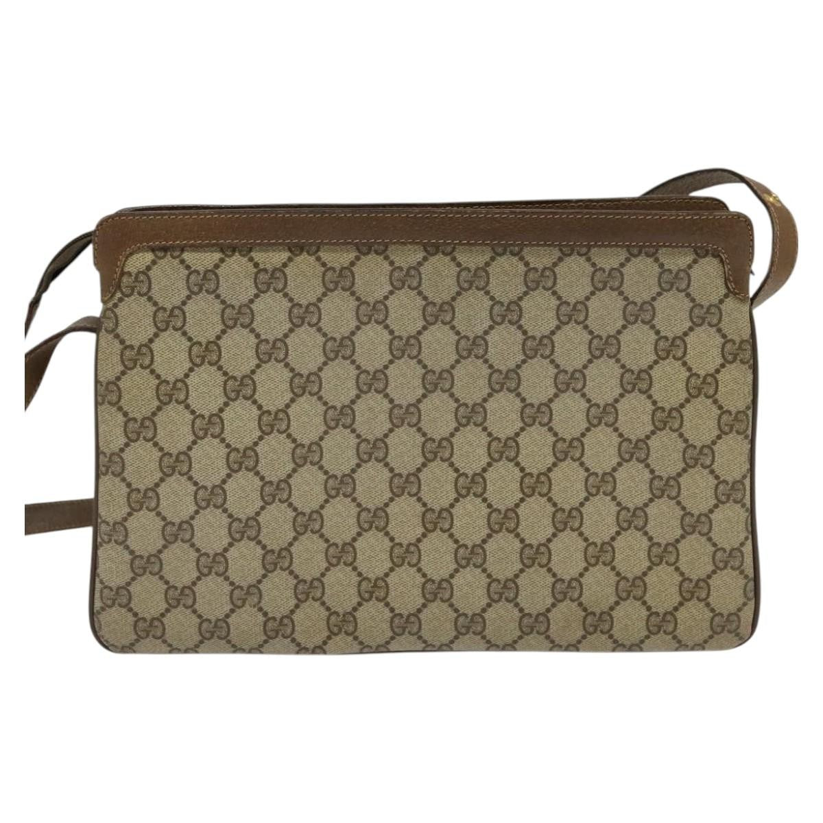 Gucci Vintage Shoulder Bag GG Coated Canvas, BEIGE, PVC, Shoulder bag
