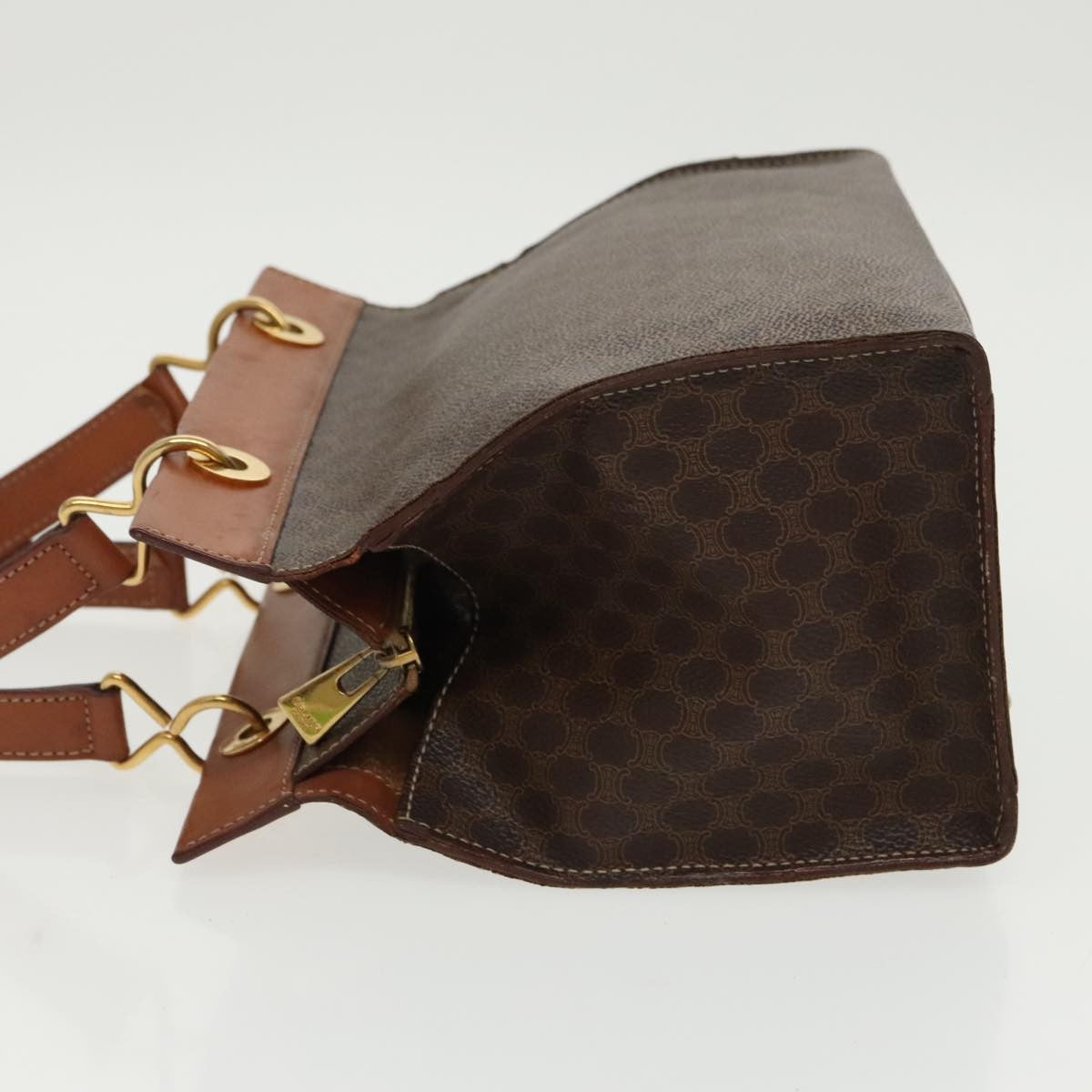 Celine Macadam Handbag Macadam with leather, BROWN, CANVAS, Handbag