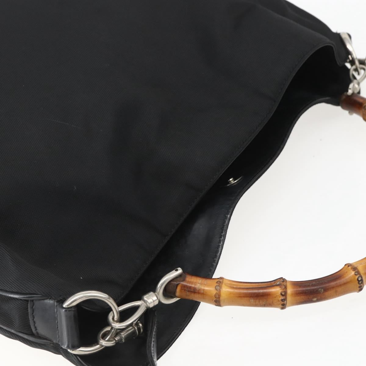 Gucci Vintage Bamboo Shoulder Bag Nylon, BLACK, NYLON, Tote bag