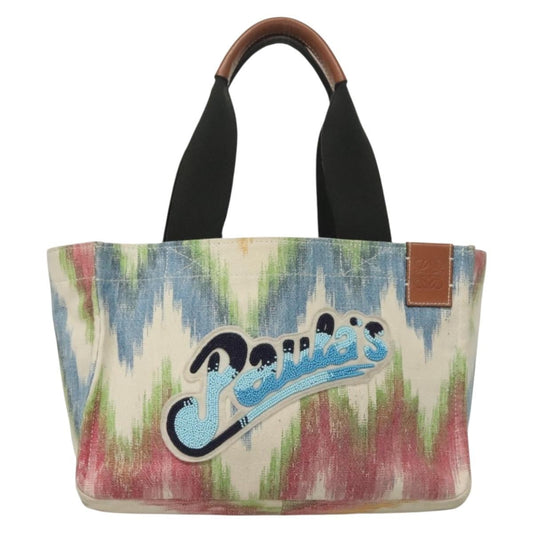 Loewe Paula's Ibiza Tote Embellished Printed Canvas, MULTICOLOUR, CANVAS, Tote bag