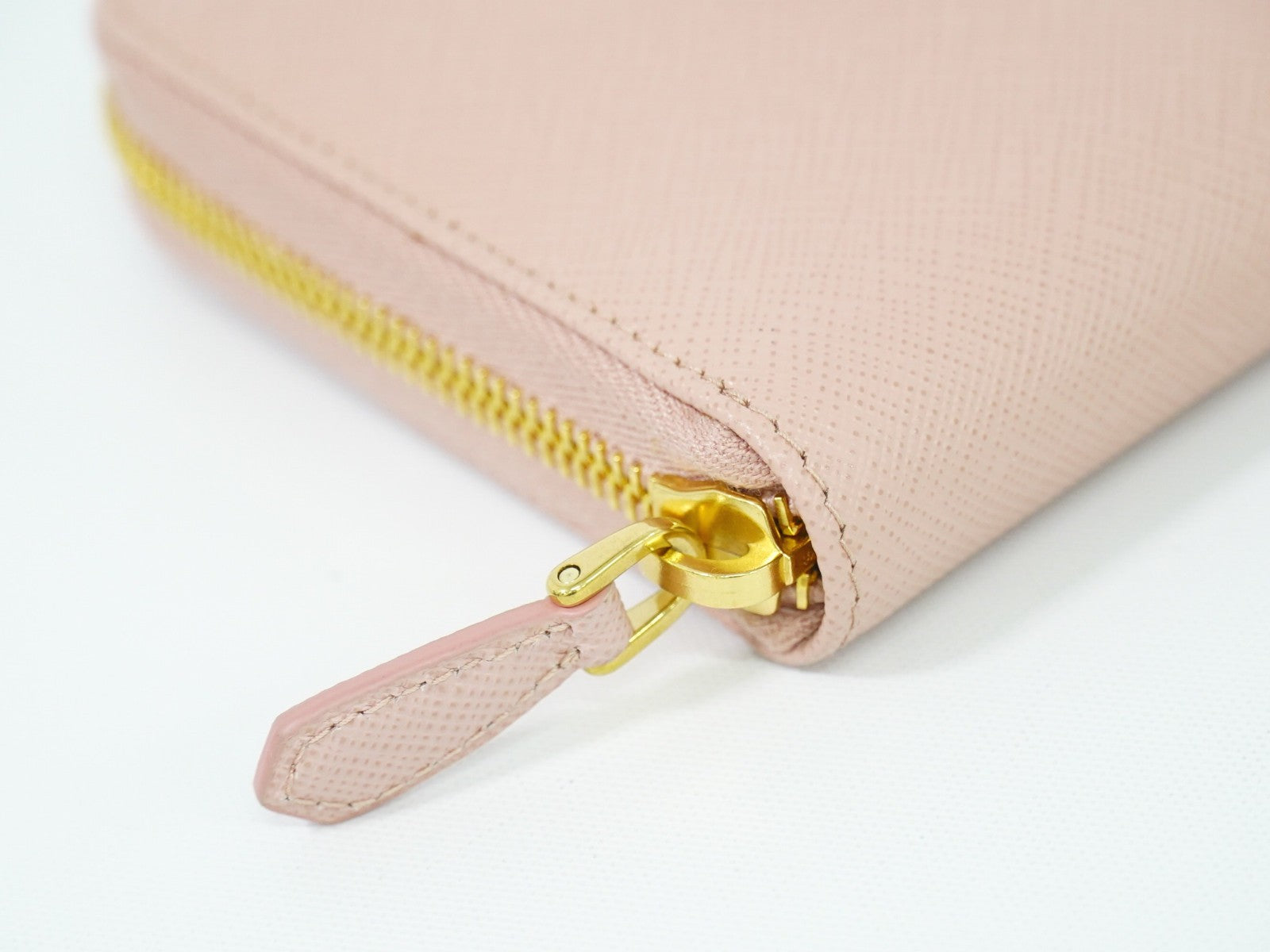 Prada Bow Zip Around Wallet Saffiano Leather, PINK, LEATHER, Wallets