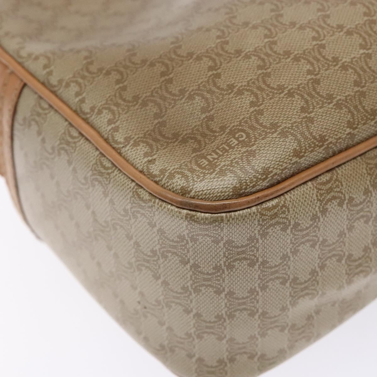 Celine Vintage Macadam Shoulder Bag Canvas and Leather, BEIGE, CANVAS, Shoulder bag