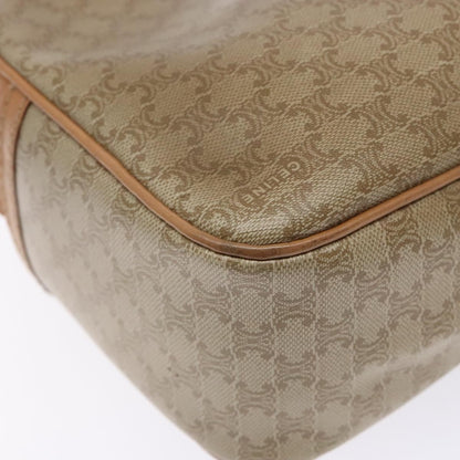 Celine Vintage Macadam Shoulder Bag Canvas and Leather, BEIGE, CANVAS, Shoulder bag