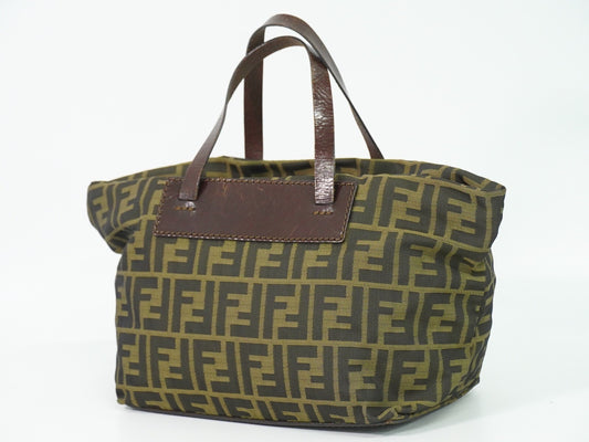 Fendi Vintage Zucca Handbag Zucca, BROWN, CANVAS, Handbag