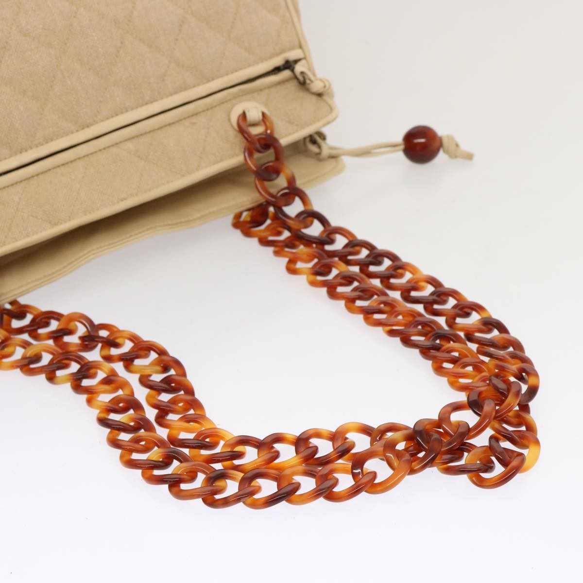 Chanel Resin Chain Handle Shoulder Bag Canvas, BEIGE, CANVAS, Shoulder bag