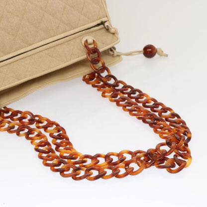 Chanel Resin Chain Handle Shoulder Bag Canvas, BEIGE, CANVAS, Shoulder bag