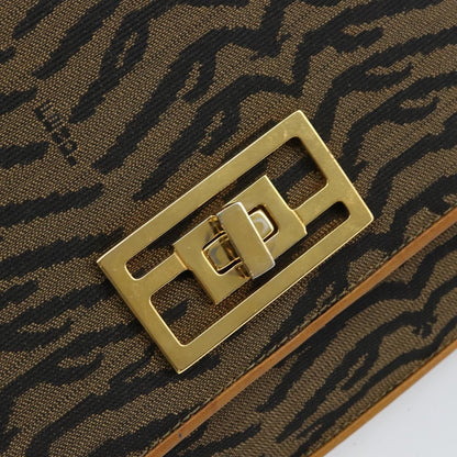 Fendi Vintage Tiger Print Shoulder Bag Canvas, GOLD, CANVAS, Shoulder bag