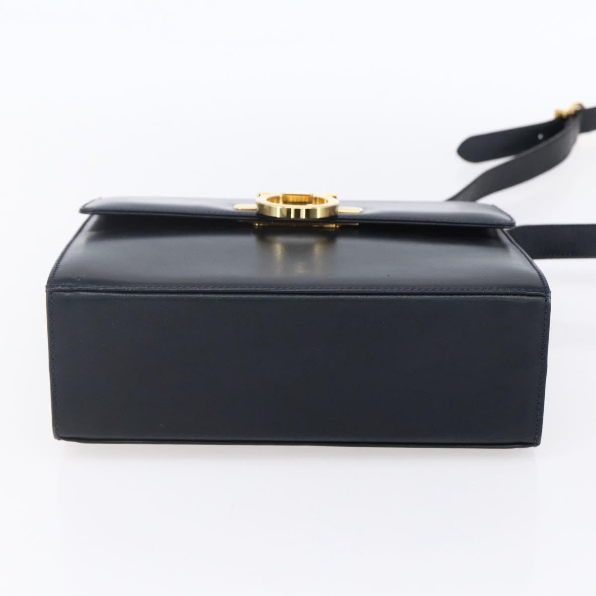 Salvatore Ferragamo Gancini Shoulder Bag Leather, NAVY, LEATHER, Shoulder bag