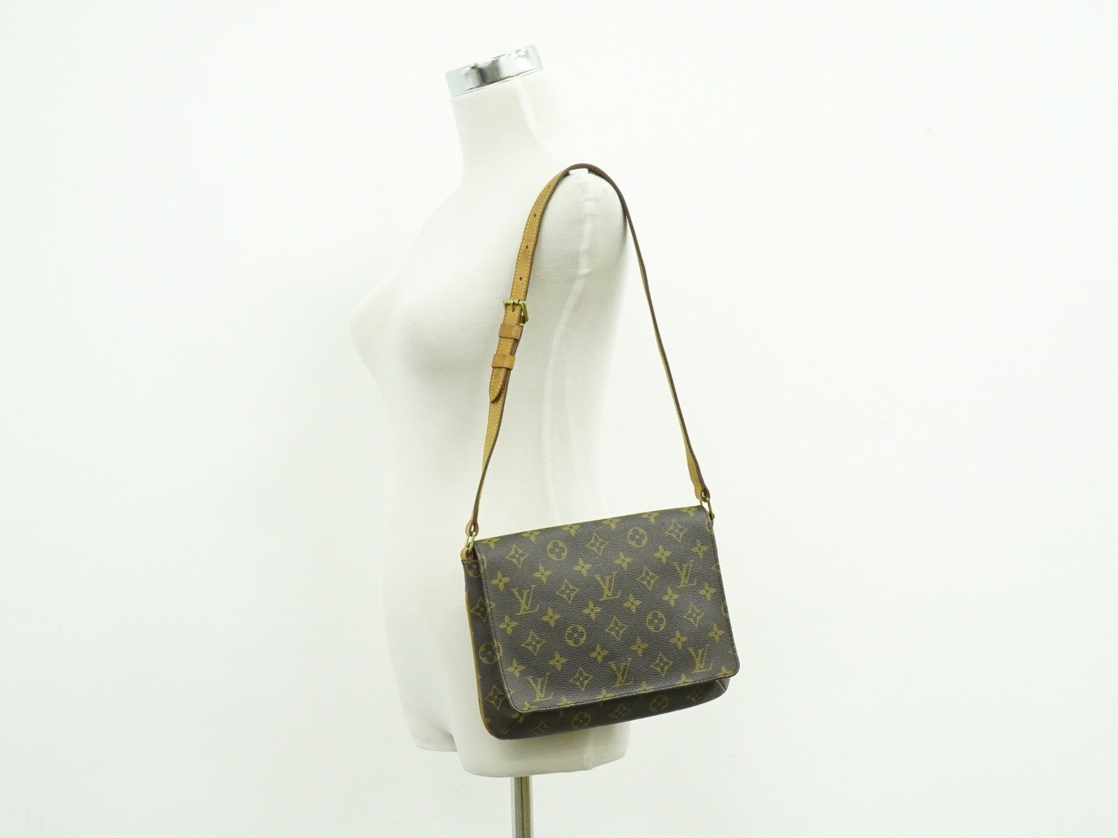 Louis Vuitton Musette Tango Handbag Monogram Canvas, BROWN, CANVAS, Shoulder bag