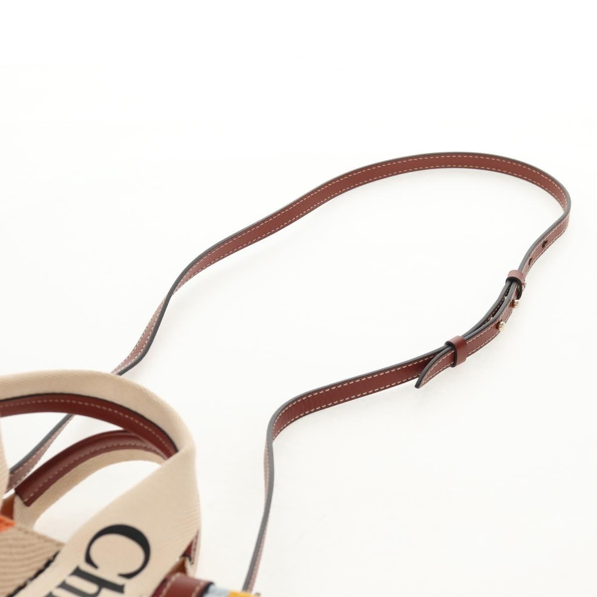 Chloe Woody Tote Canvas with Leather, MULTICOLOUR, CANVAS, Tote bag