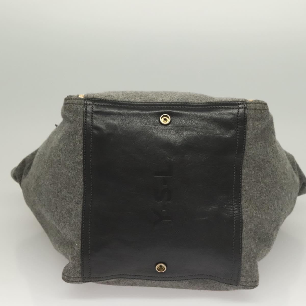 Saint Laurent Downtown Tote Wool, GRAY, WOOL, Tote bag