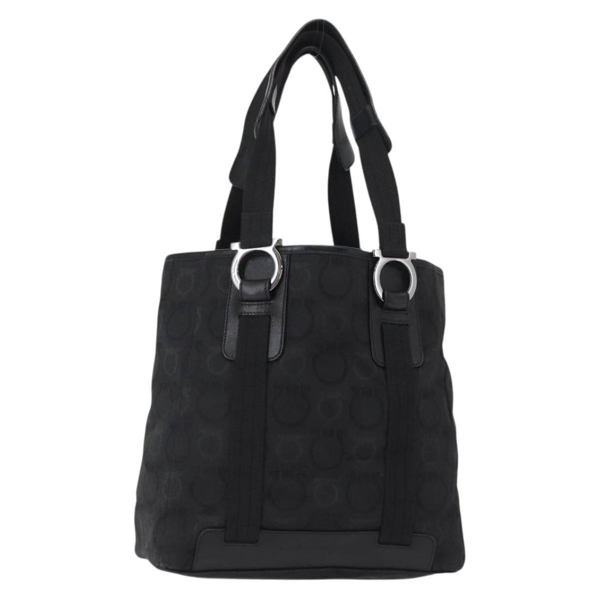 Salvatore Ferragamo Gancini Tote Gancini Canvas, BLACK, CANVAS, Tote bag