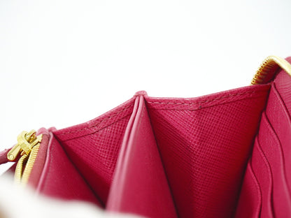 Prada Zip Around Tab Wallet Saffiano Leather, PINK, LEATHER, Wallets