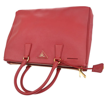 Prada Double Zip Lux Tote Saffiano Leather, RED, LEATHER, Tote bag