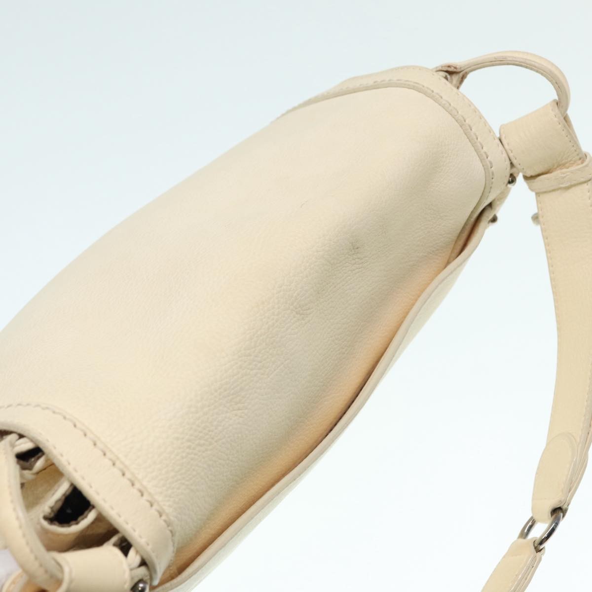 Salvatore Ferragamo Gancini Shoulder Bag Leather, White, Leather, Handbag