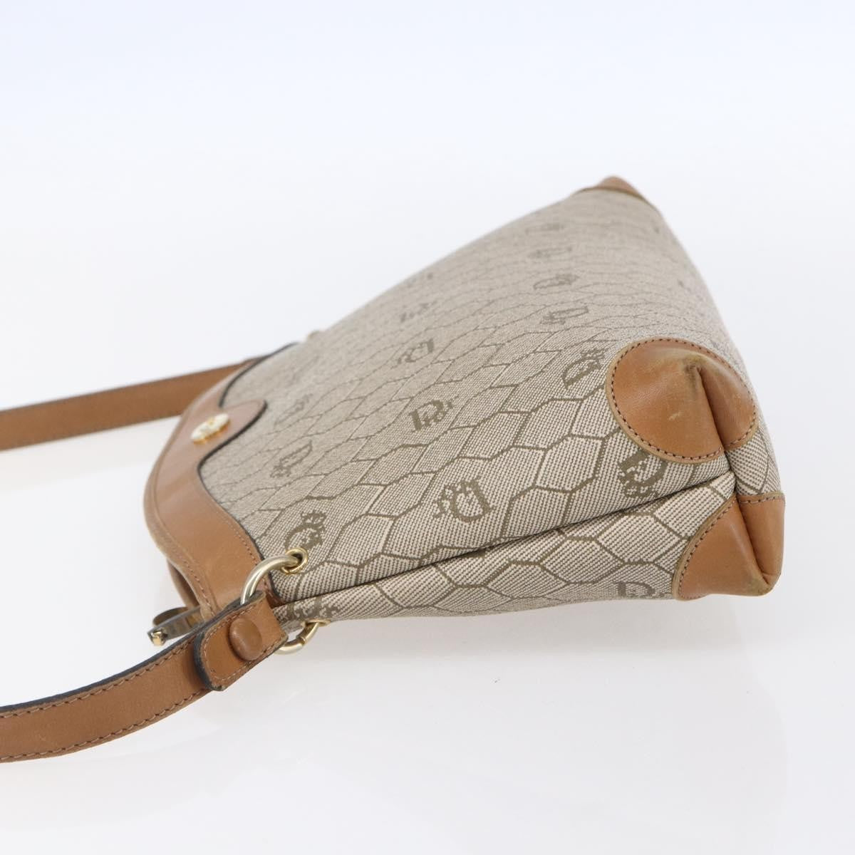 Christian Dior Vintage Honeycomb Shoulder Bag Canvas and Leather, BEIGE, CANVAS, Shoulder bag
