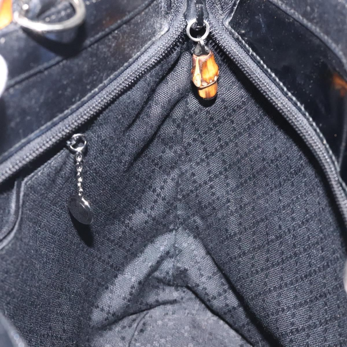 Gucci Vintage Bamboo Handle Tote Nylon, BLACK, NYLON, Tote bag