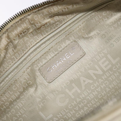 Chanel Square Stitch Duffle Bag Quilted Caviar, WHITE, LEATHER, Travel bag