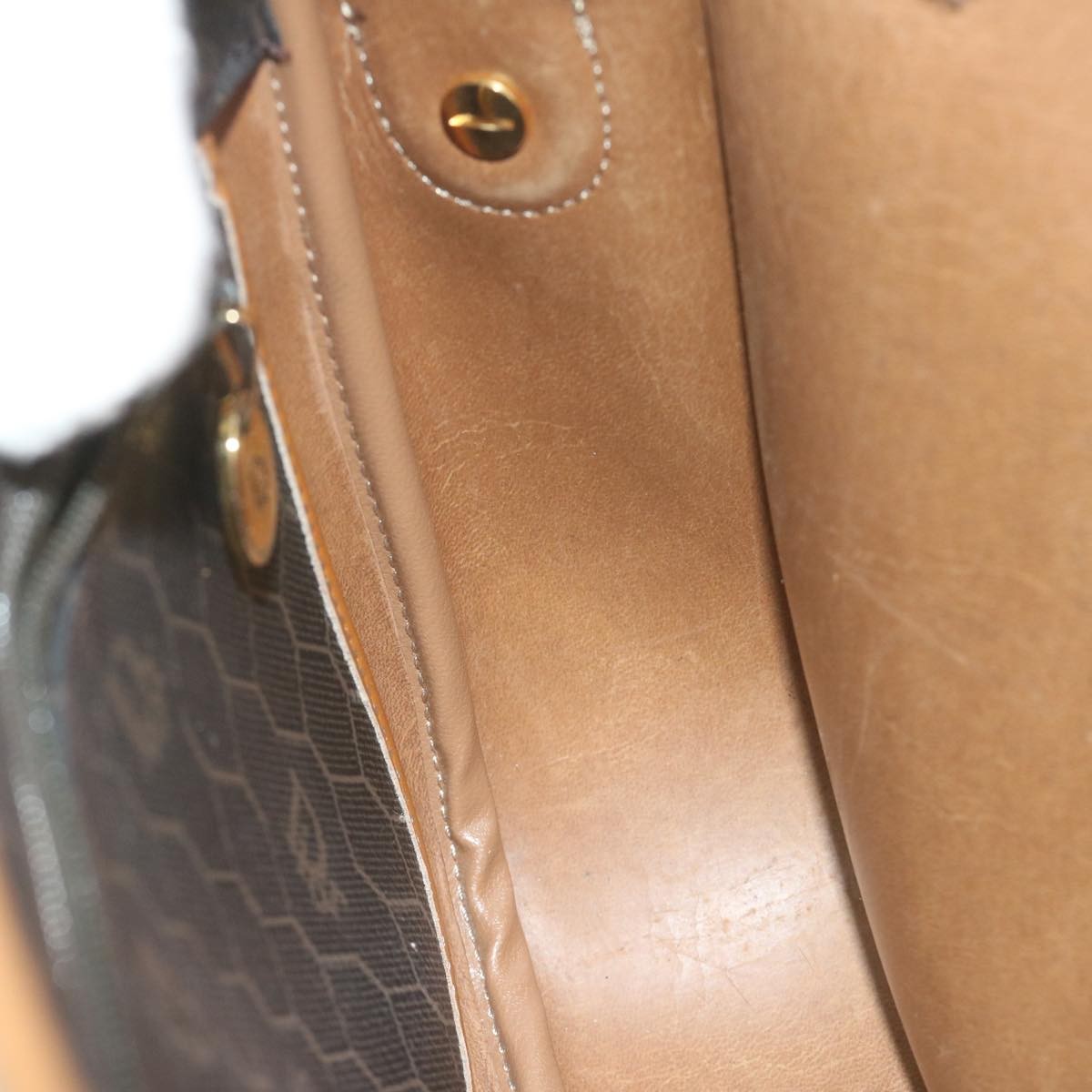 Christian Dior Vintage Honeycomb Flap Crossbody Bag Coated Canvas, BLACK, CANVAS, Crossbody bag