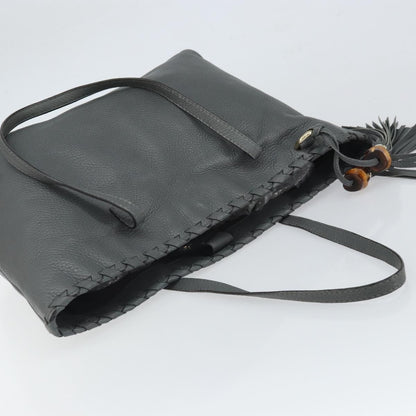 Gucci Bamboo Tassel Tote Leather, GRAY, LEATHER, Tote bag