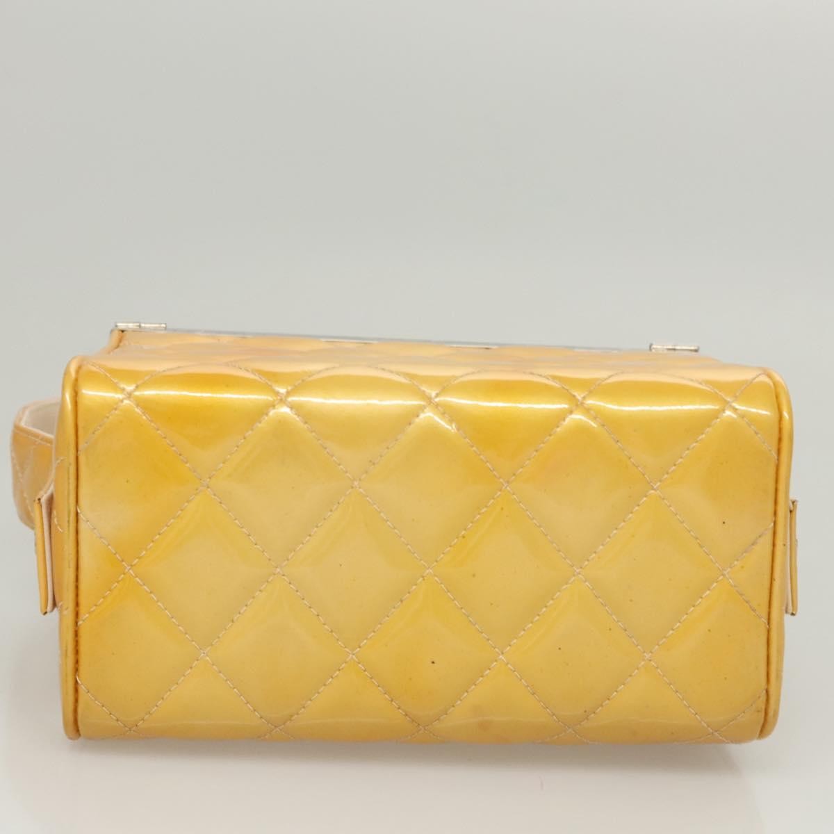 Chanel Vintage Metal Box Bag Quilted Lambskin, YELLOW, PATENT_LEATHER, Handbag