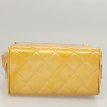 Chanel Vintage Metal Box Bag Quilted Lambskin, YELLOW, PATENT_LEATHER, Handbag